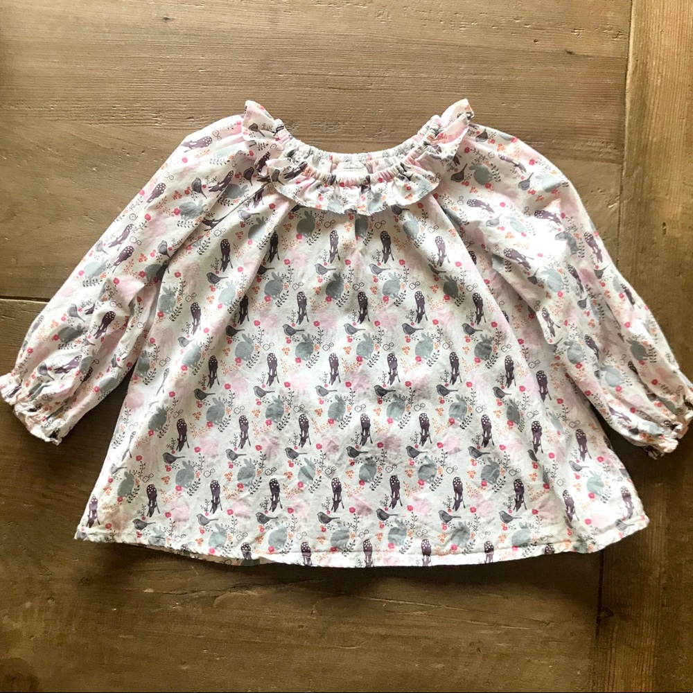 H&M animal print blouse 9-12 months girl